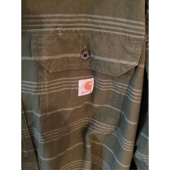 Carhartt Loose Fit Chambray Plaid Long Sleeve Shirt Sz XLT - Picture 3 of 7